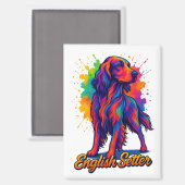 Lebendiger Pop-Art-Englischer Setter-Hund Magnet (Vorderseite/Rückseite)