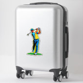 Lebendiger Pop-Art-Golfer schwingt einen Driver au Aufkleber (Koffer)