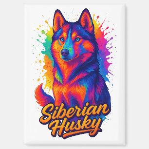 Lebendiger Pop-Art-Sibirischer Husky Magnet