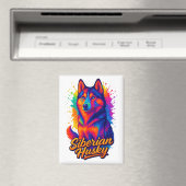 Lebendiger Pop-Art-Sibirischer Husky Magnet (In Situ (Geschirrspüler))