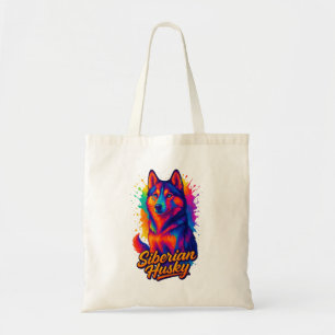 Lebendiger Pop-Art-Sibirischer Husky Tragetasche
