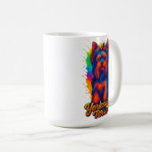 Lebendiger Pop-Art-Yorkshire-Terrier – Farbintensi Kaffeetasse (VorderseiteRechts)