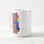 Lebendiger Pop-Art-Yorkshire-Terrier – Farbintensi Kaffeetasse (Vorderseite Links)