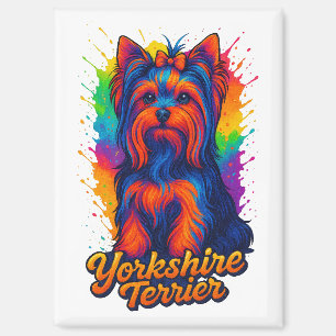 Lebendiger Pop-Art-Yorkshire-Terrier – Farbintensi Magnet