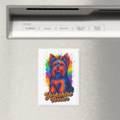 Lebendiger Pop-Art-Yorkshire-Terrier – Farbintensi Magnet (In Situ (Geschirrspüler))