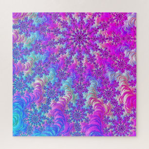 Lebendiger psychedelischer, bunter Groovy Fraktal  Puzzle