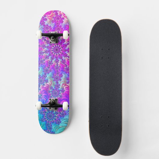Lebendiger psychedelischer, bunter Groovy Fraktal Skateboard (Vorderseite)