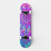 Lebendiger psychedelischer, bunter Groovy Fraktal  Skateboard (Vorderseite)