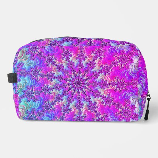 Lebendiger psychedelischer, bunter Groovy Fraktal  Waschbeutel (Vorderseite)