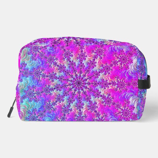 Lebendiger psychedelischer, bunter Groovy Fraktal  Waschbeutel (Rückseite)