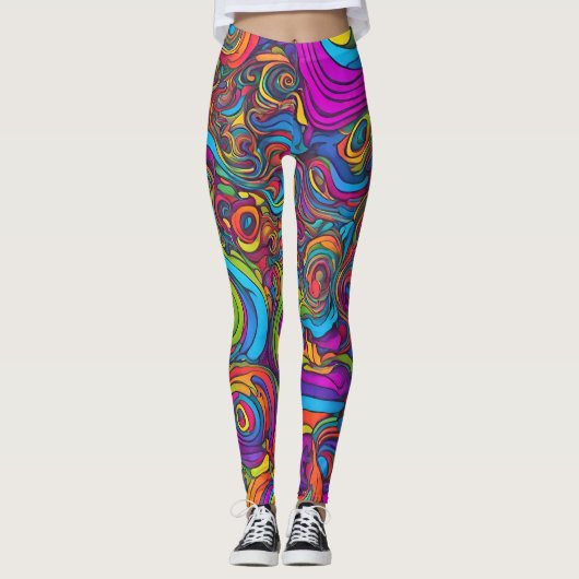 Lebendiger psychedelischer Strudel - Abstrakte Gro Leggings (Vorderseite)