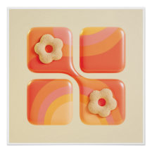 Lebendiger Quasten-Blumen-3D-Kunstprint - Quadrati