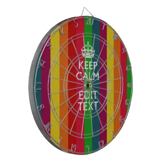 Lebendiger Regenbogen Behalte Ruhe und Text indivi Dartscheibe (Vorderseite Links)