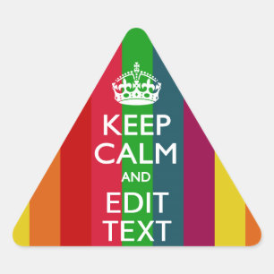 Lebendiger Regenbogen Behalte Ruhe und Text indivi Dreieckiger Aufkleber