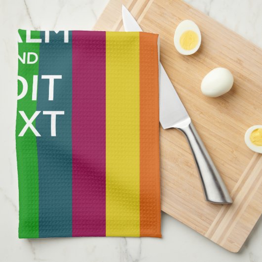 Lebendiger Regenbogen Behalte Ruhe und Text indivi Handtuch (Viertel Falte)