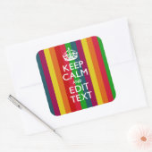 Lebendiger Regenbogen Behalte Ruhe und Text indivi Quadratischer Aufkleber (Umschlag)