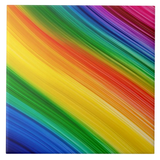 Lebendiger Regenbogen der Farben Fliese (Vorderseite)
