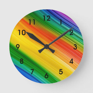 Lebendiger Regenbogen der Farben Runde Wanduhr