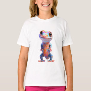 Lebendiger Regenbogen gesprenkelter Cartoon-Gecko  T-Shirt
