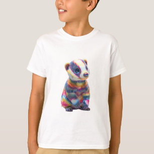 Lebendiger Regenbogen-Gestreifter Dachs Kinder T-Shirt