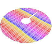 Lebendiger Regenbogen-Karogradient digitaler Hinte Polyester Weihnachtsbaumdecke (Schrägansicht)
