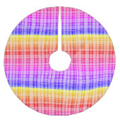 Lebendiger Regenbogen-Karogradient digitaler Hinte Polyester Weihnachtsbaumdecke (Vorderseite)