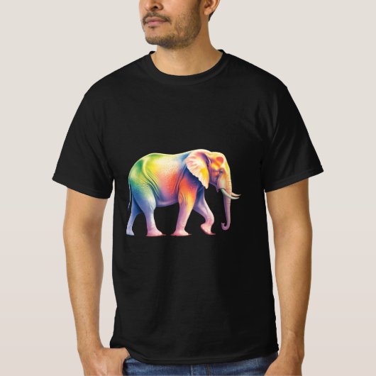 Lebendiger Regenbogen-Safari-Elefant T-Shirt (Vorderseite)