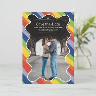 Lebendiger Regenbogen-Schlangenlinien-Rahmen Moder Save The Date