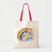 Lebendiger Regenbogen-Wasserfarbenspritzer "Liebe Tragetasche (Vorne)