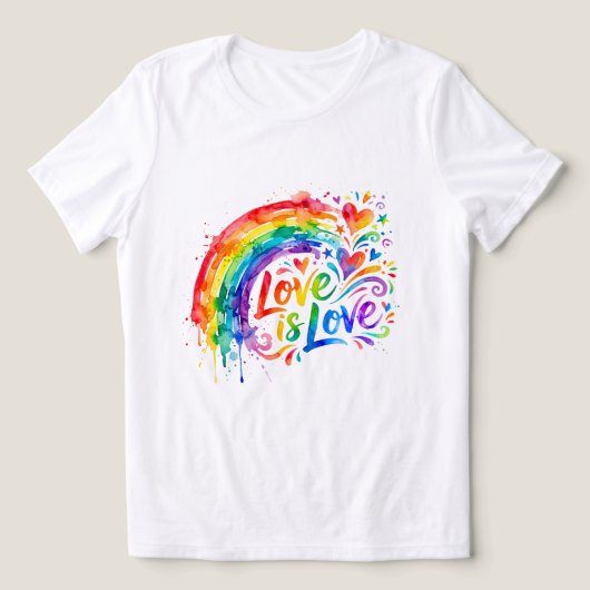 Lebendiger Regenbogen-Wasserfarbspritzer "Liebe is Tri-Blend Shirt (Design Vorderseite)