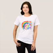 Lebendiger Regenbogen-Wasserfarbspritzer "Liebe is Tri-Blend Shirt (Vorderseite voll)