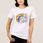 Lebendiger Regenbogen-Wasserfarbspritzer "Liebe is Tri-Blend Shirt (Vorderseite)