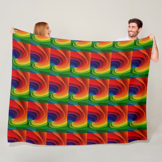 Lebendiger Regenbogen-Wirbel-Abstrakte Geometrisch Fleecedecke (Beispiel)