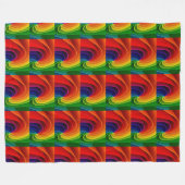 Lebendiger Regenbogen-Wirbel-Abstrakte Geometrisch Fleecedecke (Vorderseite (Horizontal))