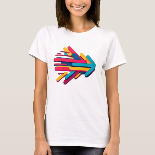 Lebendiger Retro-3D-Bewegungspfeil T-Shirt (Vorderseite)