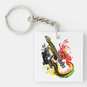 Lebendiger Retro-Groove: Elektrische Gitarre Splas Schlüsselanhänger