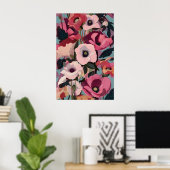 Lebendiger rosa Anemonen-Blumenprint Modern Magent Poster (Heimbüro)
