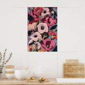 Lebendiger rosa Anemonen-Blumenprint Modern Magent Poster (Küche)