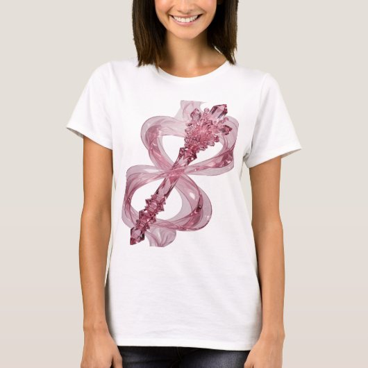 Lebendiger Rosa CRYSTAL WAND Textildesign T-Shirt (Vorderseite)