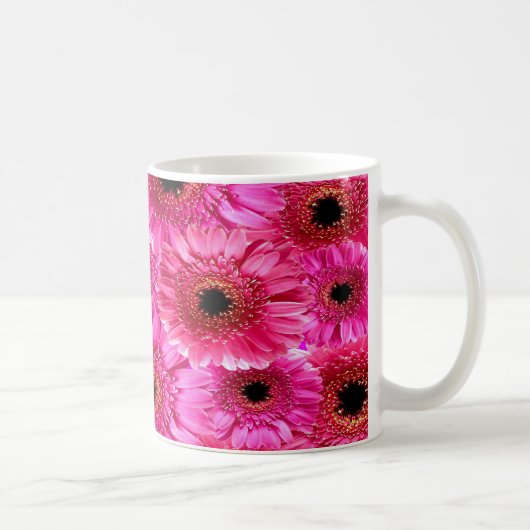 Lebendiger rosa Gerbera-Daisy-Muster-Becher | Kühn Kaffeetasse (Rechts)