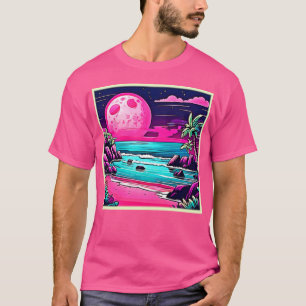 Lebendiger Rosa-Mondstrand T-Shirt