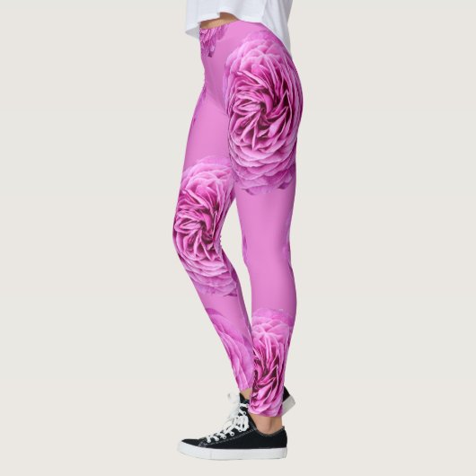 Lebendiger Rosa Rosen Ausschnitt Leggings (Links)