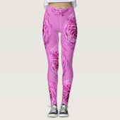 Lebendiger Rosa Rosen Ausschnitt Leggings (Vorderseite)