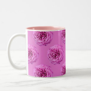 Lebendiger Rosa Rosen Ausschnitt Zweifarbige Tasse