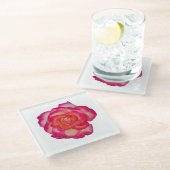 Lebendiger Rosa Rosenuntersetzer Glasuntersetzer (Schrägansicht)