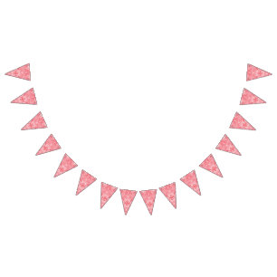 Lebendiger rosa Textildesign mit aufwendigen Blume Wimpelkette