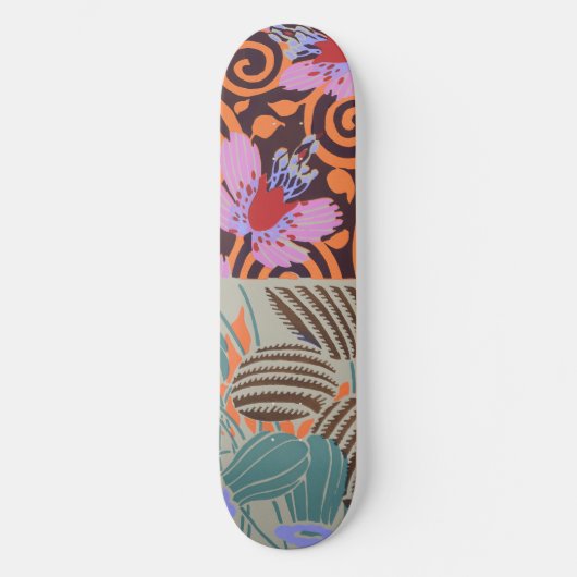 Lebendiger rosa und orangefarbener spiralförmiger skateboard (Vorderseite)