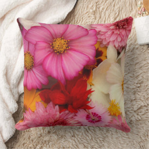 Lebendiger rosa und roter Blumen-Wurfkissen Kissen