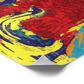 Lebendiger roter abstrakter expressionistischer Fl Poster (Ecke)