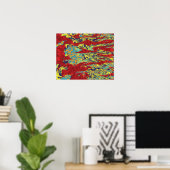 Lebendiger roter abstrakter expressionistischer Fl Poster (Heimbüro)